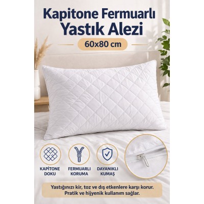 Kapitone Fermuarlı Yastık Alezi 60x80 cm